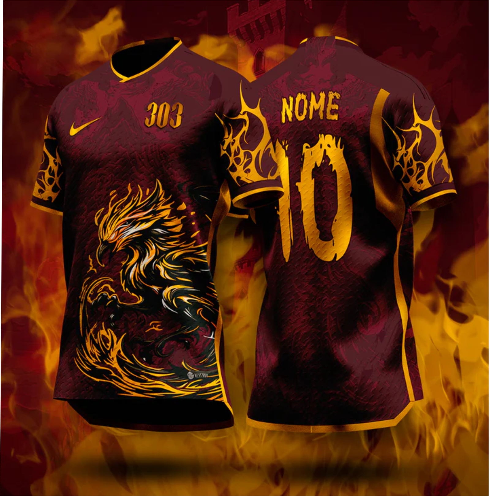 ARTE CAMISA FÊNIX DOURADA